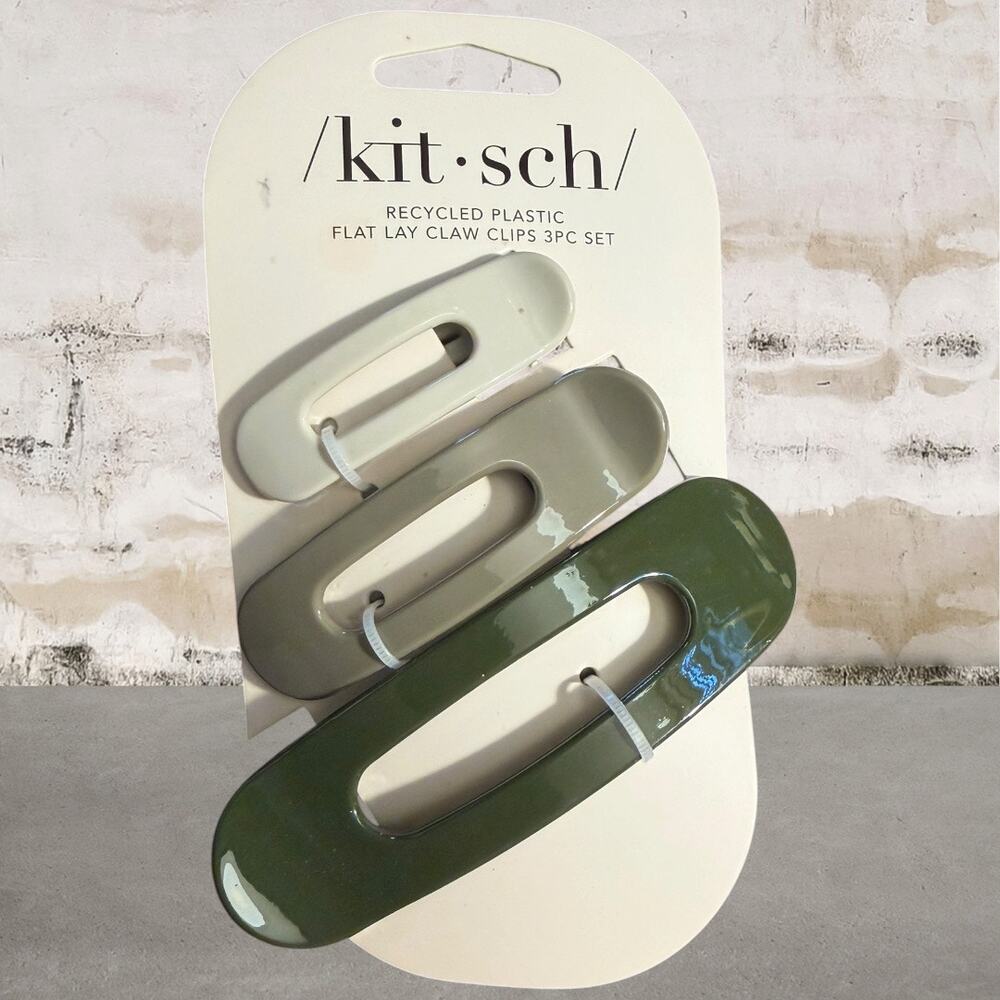 Kitsch $28 Flat Claw Clips 3pc Set NEW